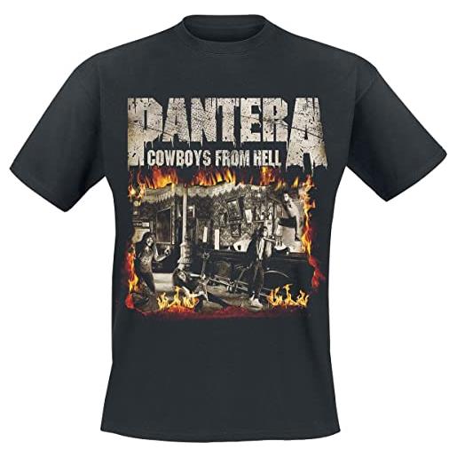 Pantera cowboys from hell - fire frame uomo t-shirt nero s 100% cotone regular