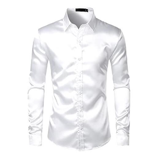 AIEOE Camicia lucida da uomo a maniche lunghe con