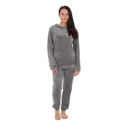 CityComfort pigiama donna invernale pile a manica lunga pigiamone felpato due pezzi (s, nero)