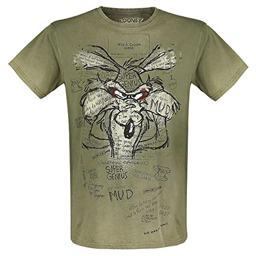 Looney Tunes wile e. Coyote - inner thoughts uomo t-shirt cachi xl 100% cotone regular
