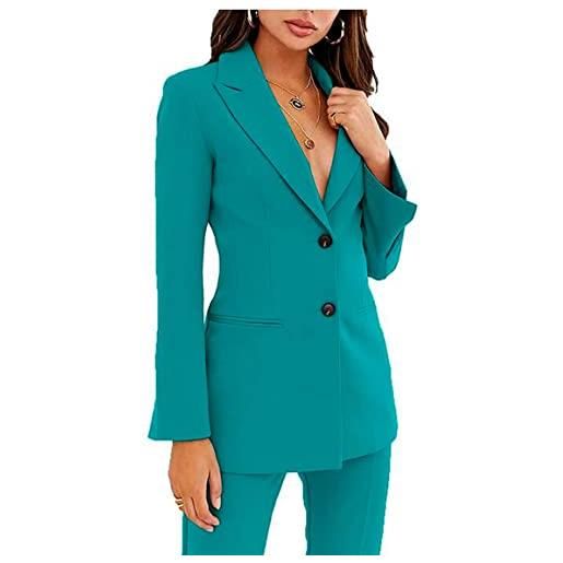 Botong donne due bottoni ufficio lavoro vestito slim fit tacca lapel blazer pantaloni business suit set casual wear outfit, grigio, s