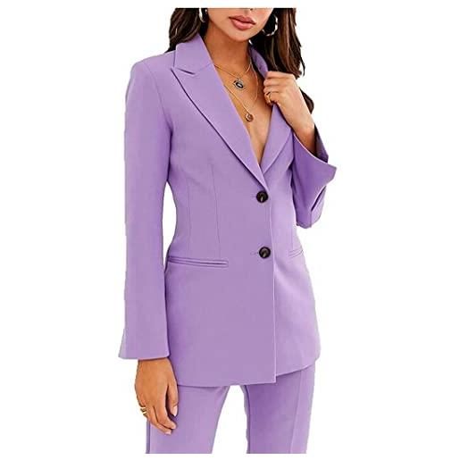 Botong donne due bottoni ufficio lavoro vestito slim fit tacca lapel blazer pantaloni business suit set casual wear outfit, blu, xxl
