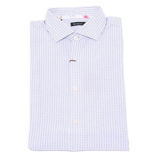 BROUBACK 1633x camicia uomo textured shirt white/blue cotton man [s]