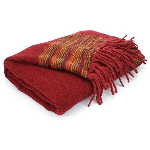 Nittin Handloom Shawls nittin handlooms tibetisch yak's - sciarpa in lana rosa con verde e rosso reverse taglia unica