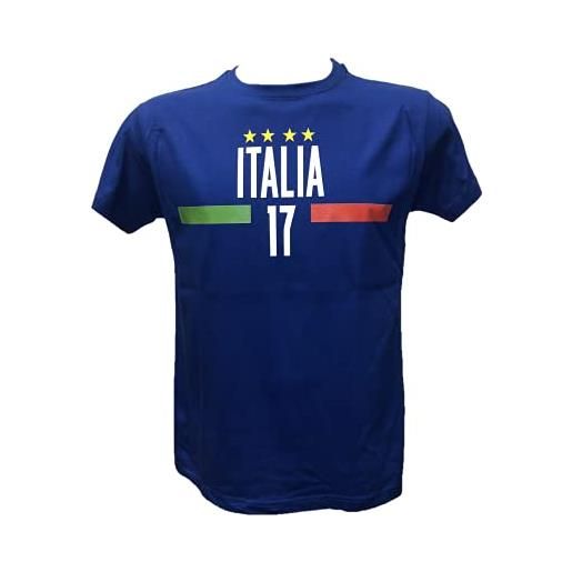 DND DI D'ANDOLFO CIRO t-shirt uomo maglia bianca/blu italia numero 17 per veri tifosi italiani, stampata direttamente su tessuto. Forza azzurri (blu, s)