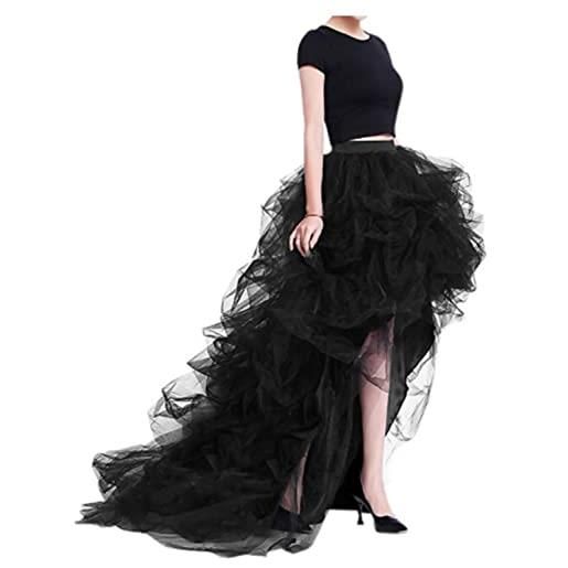 EGSDMNVSQ gonna donna in tulle tutu a coda di rondine maxi lungo sottogonna vita elastica balletto a pieghe petticoat