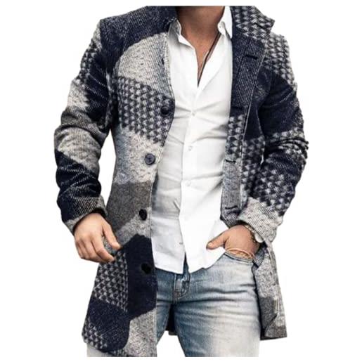 Segindy giacca da uomo di media lunghezza semplice colletto alla coreana manica lunga slim confortevole trend all-match giacca casual autunno/inverno m