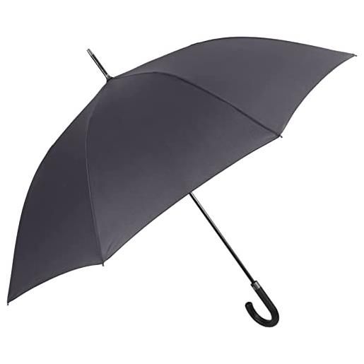 EN PERLETTI ombrello lungo tinta unita classico automatico uomo grande xl con manico curvo resistente al vento - ombrello ultra leggero in fibra di vetro - diam 120 cm colore grigio scuro