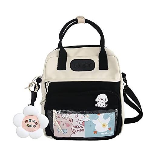 DKIIL NOIYB zaino kawaii con ciondolo a fiori carino zaino estetico per le donne borsa kawaii con pin kawaii e accessori laptop bookbag 26 * 24 * 9 cm, 05-verde, 25