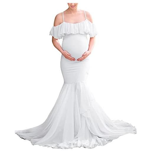 Generic donna incinta fotografia di gravidanza puntelli manica corta vestito solido camicetta donna manica lunga 44, bianco, m