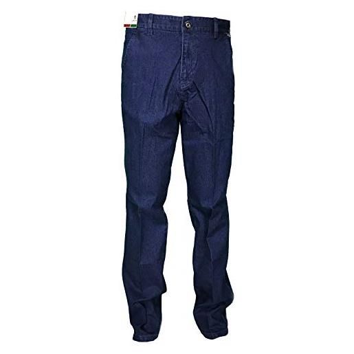 Mastino jeans uomo tasca america classico vita alta gamba larga elasticizzato denim (58, denim)