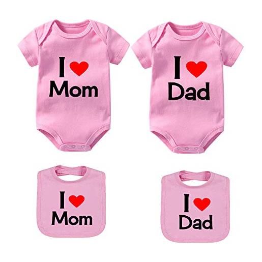 Culbutomind - body gemellato per bambini, con scritta love dad, per papà, mamma, doppio divertente grigio 6 mesi