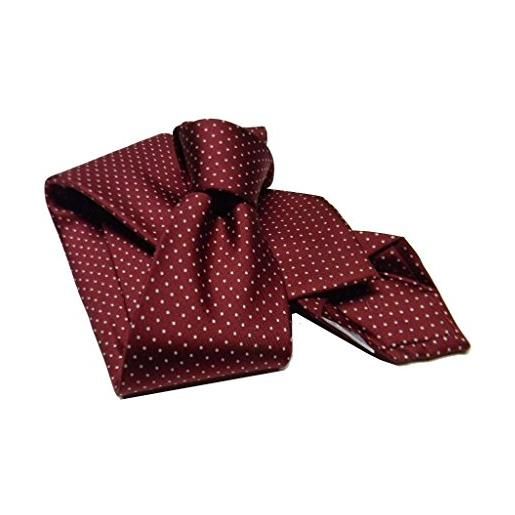 Avantgarde cravatta sette pieghe bordeaux a pois bianchi made italy seta silk top class tie