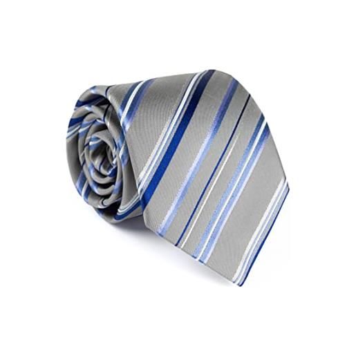 Remo Sartori - cravatta in pura seta a righe multicolor, made in italy, uomo (grigio)