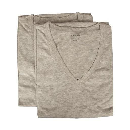 RAGNO confezione 2 t-shirt uomo maglietta intima manica corta camiciola scollo v cotone bipack articolo 601418, 020b nero, xl