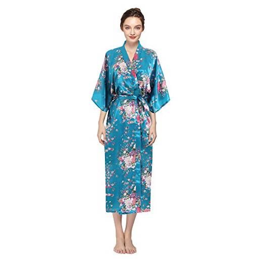YAOMEI donna pigiama vestaglia sleepwear, di seta raso di seta robe accappatoio da notte(xl (44-52eu), pink)