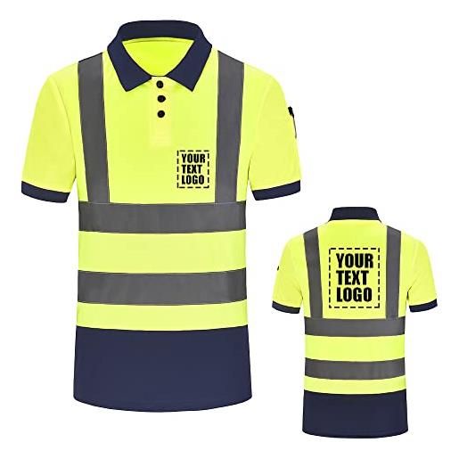 AYKRM camicia di polo riflettente di sicurezza di alta visibilità su misura di logo delle magliette di polo di alta visibilità stampata su misura (arancia, m)