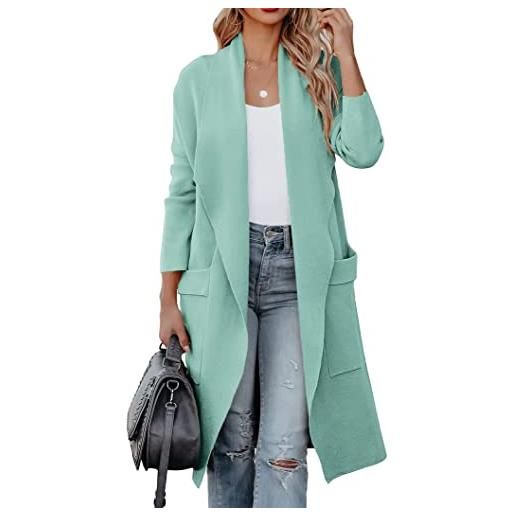 Minetom donna trench coat autunno inverno manica lunga elegante tinta unita slim fit lungo cappotto giacca con tasche a bianco s