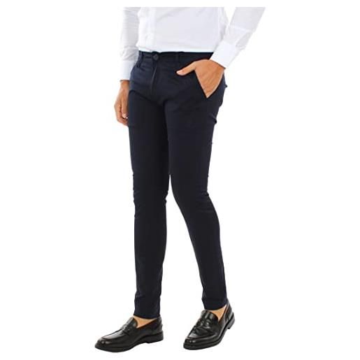 Ciabalù pantaloni uomo eleganti in cotone leggeri slim fit pantalone chino stretti (blu, 60)