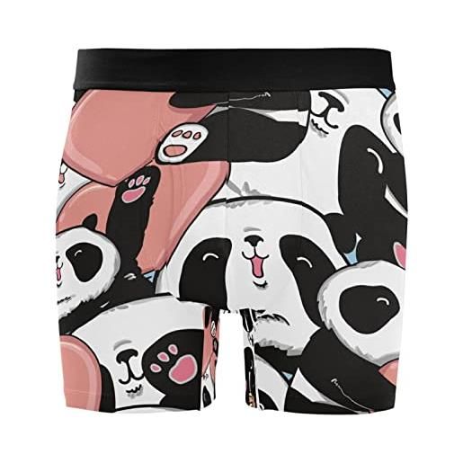 Vnurnrn panda cuore simpatico animaletto boxer uomo mutande set, pacco da 2 slip elasticizzato intimo trunk classico ampio elastico