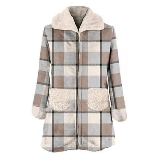 Daunex vestaglia giacca pigiama invernale in pile originale morbidotto, ideale per donna ragazza in splendida scatola regalo riutilizzabile tartan scot, s