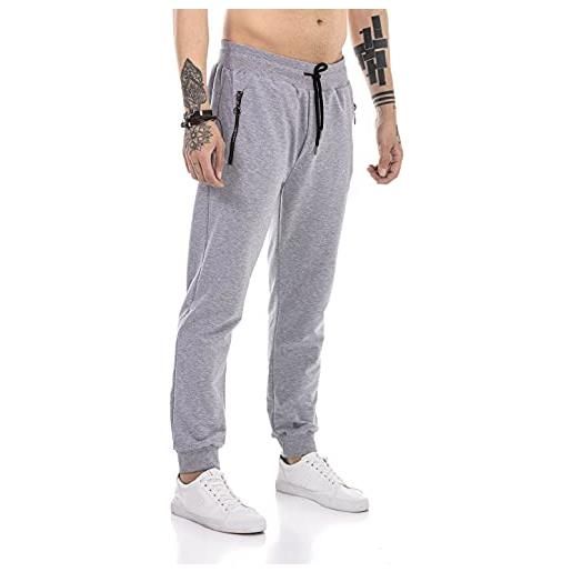 Redbridge pantalone da tuta uomo joggers sweat-pants basic cotone grigio scuro s
