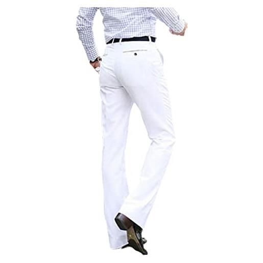 VMAKBUWIS pantaloni svasati formali del taglio dello stivale degli uomini, pantaloni formali bianchi del vestito di ballo di svago di affari, bianco, w30