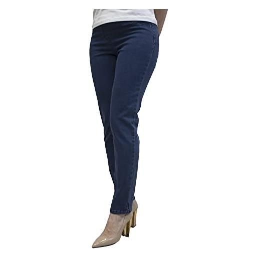 Carla Ferroni jeans primaverile basic con elastico in vita e finte tasche art 13806 (50, blu)