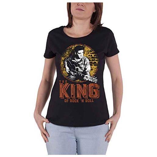 Elvis presley maglietta ufficiale the king of rock 'n roll da ragazza, nero , l