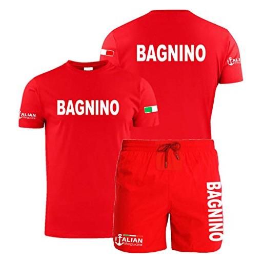 ITALIAN LIFEGUARD completo maglietta costume bagnino (l)