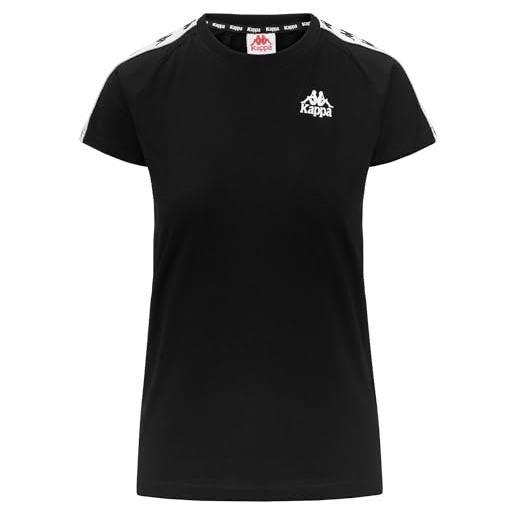 Kappa 222 banda apan woman logo t-shirt maglia donna cotone sport 304vg00 taglia l colore principale black/white