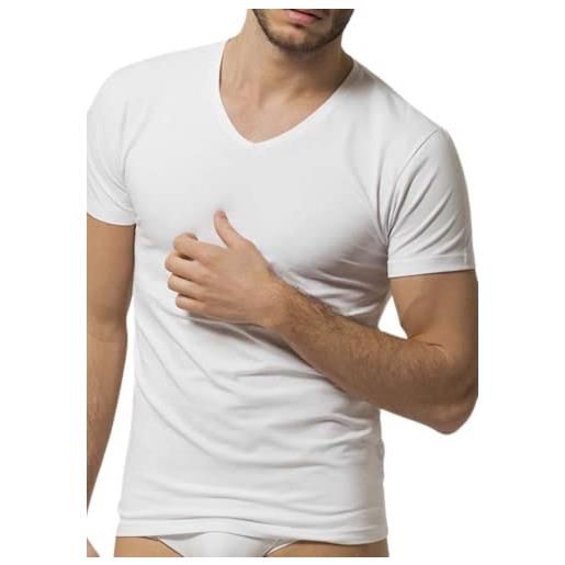SNELLY maglia t-shirt o maglietta intima uomo (pacco da 3-6-9 bianca) cotone bielastico antibatterico e anallergico collo a v manica corta 7960, intimo e non solo, di qualità, comoda e di marca