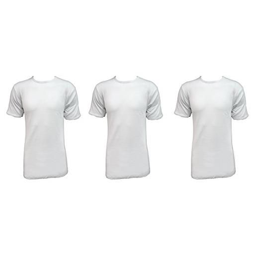 Pierre Cardin 3 t-shirt uomo mezza manica calibrata girocollo caldo cotone interlock oversize art. Londra (10, bianco)
