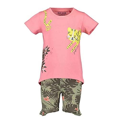 Blue Seven set maglietta da ragazza con pantaloncini capri della giungla, rosa cachi rosa kaki. 128 cm