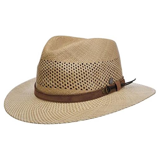 LIERYS cappello panama twotone brim traveller uomo/donna - made in ecuador estivo paglia da sole con fascia pelle primavera/estate - l (59-60 cm) natura
