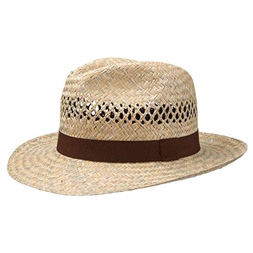 LIPODO cappello di paglia albany bogart donna/uomo - made in italy estivo da sole con nastro grosgrain primavera/estate - s (54-55 cm) natura