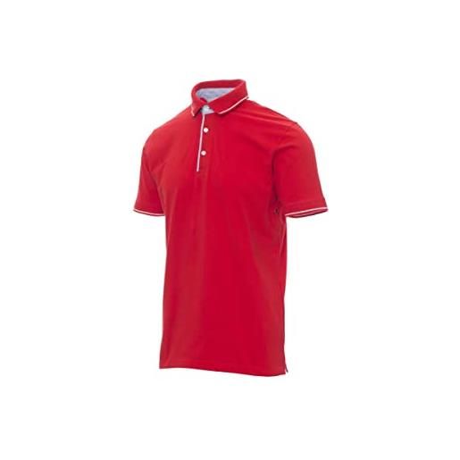 NSTF polo uomo manica corta cotone fino 6xl colletto contrasto taglie forti no maxfort jersey (l, rosso)