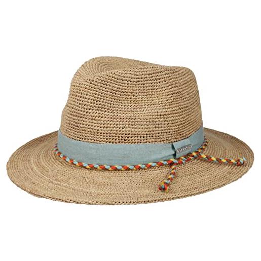 Stetson cappello in rafia lorando traveller donna/uomo - estivo di paglia da sole primavera/estate - s (54-55 cm) natura