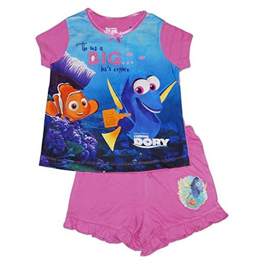 Finding Dory Disney pigiama estivo corto per bambine disney alla ricerca di nemo dory. Rosa, blu, multicolore 5-6 anni