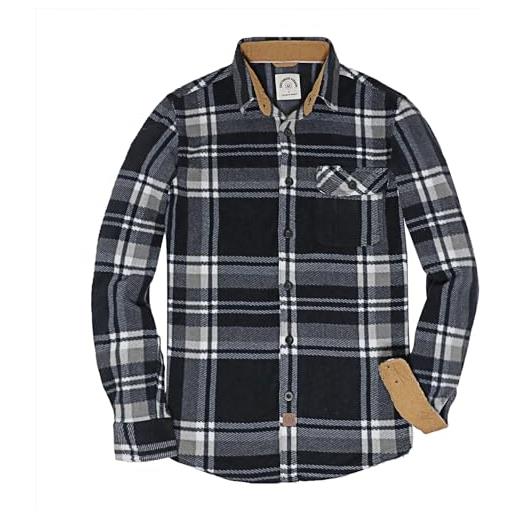 Dubinik® camice uomo camicia flanella uomo invernale 100% poliestere camicia casual in pile regular fit con tasca