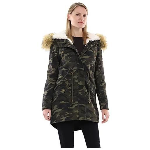 malito more than fashion malito donna foderato parka cappuccio trenchcoat cappotto-invernale 81099 (xl, oliva 81103)