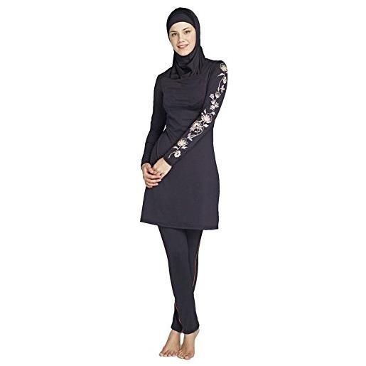 YEESAM costumi da bagno per le donne musulmane donna musulmana - islamiche islamico hijab burkini modesto (asia m ~~ formato dell'europa 36-38, nero)