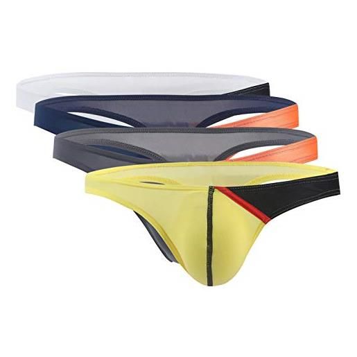 Panegy pacco da 3 slip string intimo per uomo ultra sottile perizoma in seta di ghiaccio a vita bassa