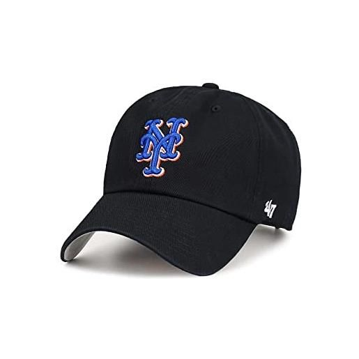 47Brand new york mets black ballpark clean up strapback cap, nero , taglia unica