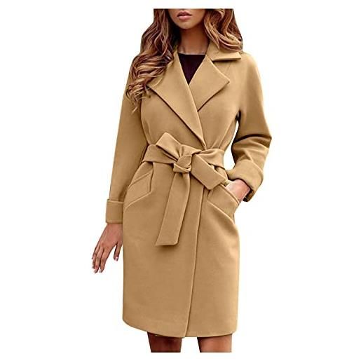 Pianshanzi cappotti in pile invernale da donna con cintura cappotto 34, grigio. , m