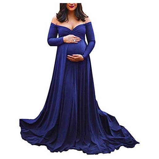 Byqny estate gonne fotografiche di maternità, donne off maxi abito eleganti donne incinte incinta fotografia puntelli vestiti