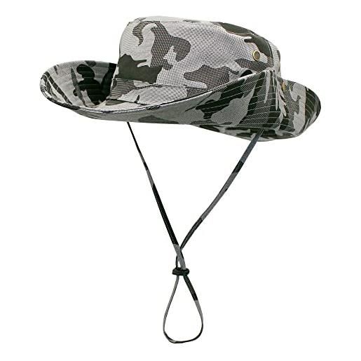 WANYING outdoor unisex cappello da sole cappello pescatore in cotone - per circonferenza testa 55-62 cm mimetico grigio chiaro