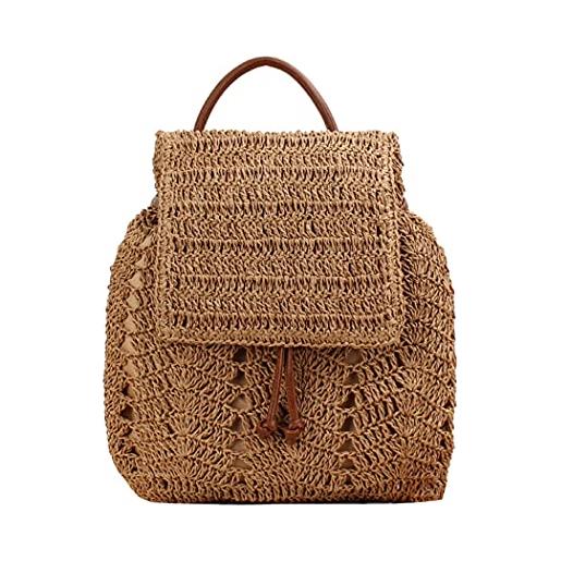 H.S.G.K estate spiaggia donne zaino in paglia mini borsa a tracolla in tessuto borsa a tracolla moda borsa casual marrone
