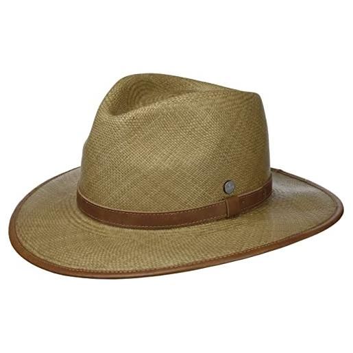 LIERYS cappello panama carston traveller donna/uomo - made in ecuador da sole estivo con fascia pelle primavera/estate - m (57-58 cm) oliva