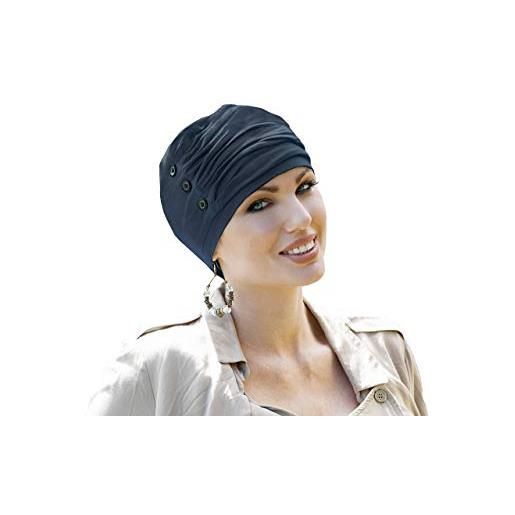 MASUMI louise - copricapo di turbante di chemio di bambù per malati di cancro, alopecia o perdita di capelli - donna (nero)